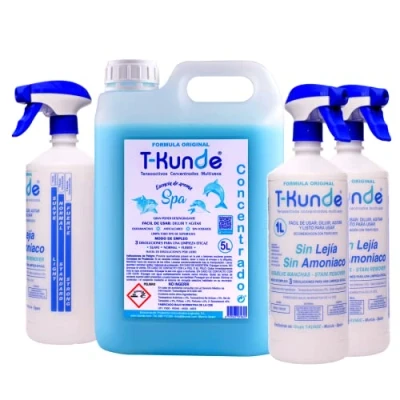 Imagen de T Kunde Bidón 5 Litros Concentrado Aroma SPA + 3 Botellas pulverizadoras Detergente y Multiusos Limpieza: Uso Profesional Doméstico Equivale a 75 de Disolución
