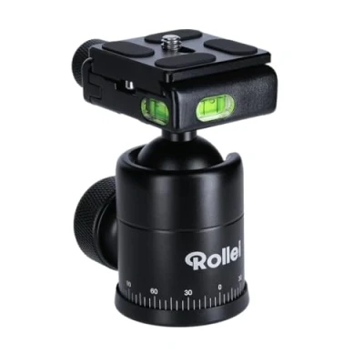 Imagen de Rollei Cabezal de bola para Compact Traveler No1 aluminio negro profesional 360 grados con fricción, capacidad carga 8 kg y 3 niveles burbuja. Incluye placa liberación rápida Acra Swiss
