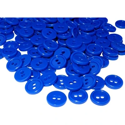 Imagen de AERZETIX C56318 Juego de 100 Botones redondos para costura Ø11.5x2.2mm con 2 agujeros diámetro apertura 2mm color azul zafiro en plástico decoración mercería moda