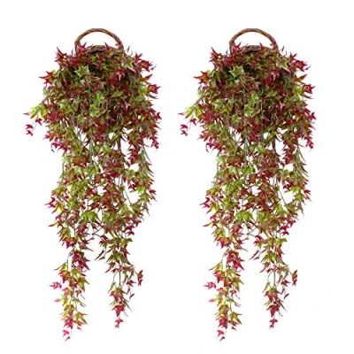 Imagen de duisoad FUJIE 2 Piezas Artificial Hiedra Colgante Plantas de Vid Falsos Enredaderas para Interior Exterior Accesorios