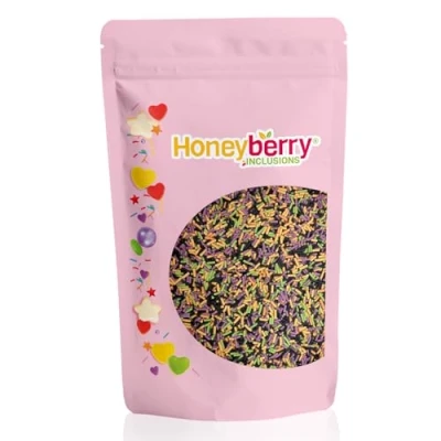 Imagen de HONEYBERRY INCLUSIONS Chispas de azúcar Halloween 200 g, gránulos comestibles primera calidad para hornear, decoraciones cupcakes y pasteles, helados, postres glaseados