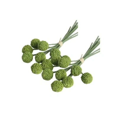 Imagen de 18 tallos de flores falsas, artificiales, paquetes artificiales 10 pulgadas, craspedia permanentes para manualidades, centros mesa, tienda vacaciones (verde)