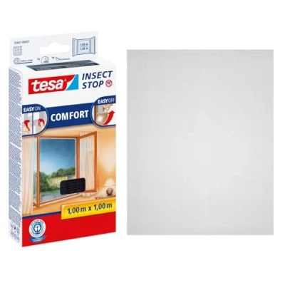Imagen de tesa Insect Stop Malla Mosquitera COMFORT para Ventanas Autoadhesiva con Cierre de Gancho y Bucle Tela Antimosquitos Gris Antracita, 100 cm x