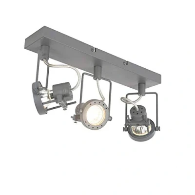 Imagen de Qazqa Plafón industrial antracita orientable 3 luces SUPLUX Acero Alargada Adecuado para LED Max. x 50 Watt