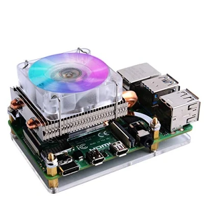 Imagen de GeeekPi Raspberry Pi Low profile CPU Cooler, Horizontal ICE Tower Ventilador RGB con Disipador térmico para 4 Modelo B y 3B +/3B