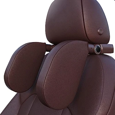 Imagen de Aipwerer Reposacabezas Lateral Del Coche,Soporte Para Cuello Retráctil Extraíble Almohada Asiento Coche,Apto Niños Adultos Soporte La Cabeza (Marron oscuro)