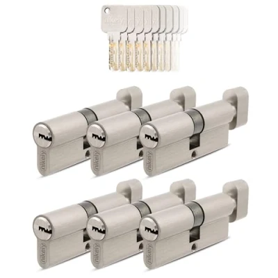 Imagen de GERCAR Pro 6 cilindros 35/35 de cierre uniforme, con pomo y 30 llaves, 70 mm, cerradura para puerta Longitud: A: 35 B: Latón Macizo