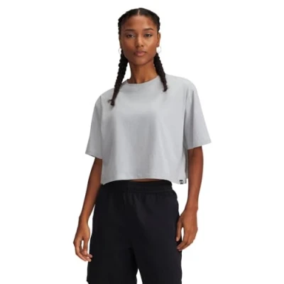 Imagen de Under Armour Rival Camiseta básica, Mujer, Talla: Large, Mod gray light heather/black/white