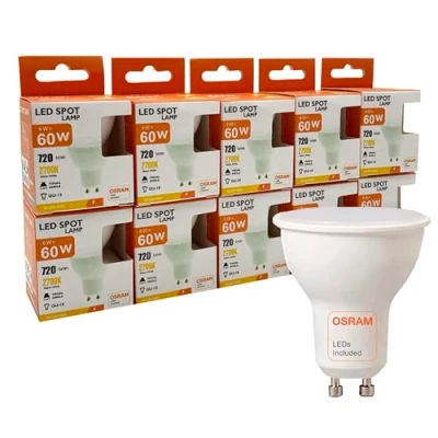Imagen de FactorLED Bombilla LED GU10, 6W, Pack 10 unidades, 720Lm, Osram chip, 220V, 2700K (Luz Cálida)