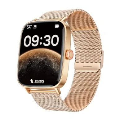 Imagen de TOOBUR Reloj Inteligente de Moda para Mujer, Deportivo/Running/Cuenta Pasos, Smart Watch Compatible Android/iOS, Responder/Hacer Llamadas, IP68 Waterproof, Dorado