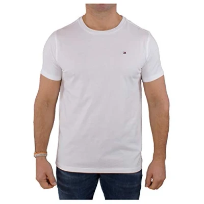 Imagen de Tommy Hilfiger Camiseta de Manga Corta para Hombre Cuello Redondo, Blanco (White), S