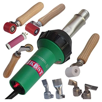 Imagen de Antorcha de soldadura pistola aire caliente 230 V Kits equipo techos para soldador plástico 1600 W con rodillo costura y boquillas elemento térmico