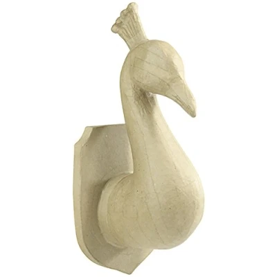 Imagen de Clairefontaine ES Décopatch SA188C Soporte de papel marrón maché, 13,5 x 11 26,5 cm, diseño trofeo pavo real