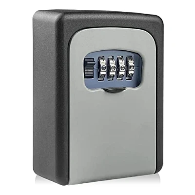 Imagen de Newpop Caja de Seguridad para Llaves con código 4 dígitos, Impermeable y Resistente a la corrosión Pared cajetin Llave combinación hogar, Garaje, Escuela, Oficina, Gimnasio (Gris)