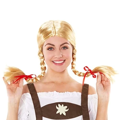 Imagen de Fun Shack Peluca Trenza Bavara Mujer, Trenzas Tirolesa Rubia Larga Disfraz, Disfraz Oktoberfest, Traje Oktoberfest Mujer,Disfraz Mujer Carnaval Talla Unica