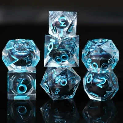 Imagen de Juego de Dados DND D&amp;D 7 Piezas Globo Ocular Cráneo Movimiento Borde Afilado Resina para Mazmorras y Dragones Poliédricos Pathfinder RPG MTG con Caja Regalo