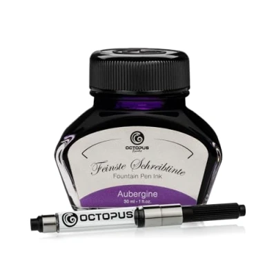 Imagen de Octopus Fluids Aubergine tinta para escribir con convertidor incluido, pluma estilográfica, 30 ml Berenjena