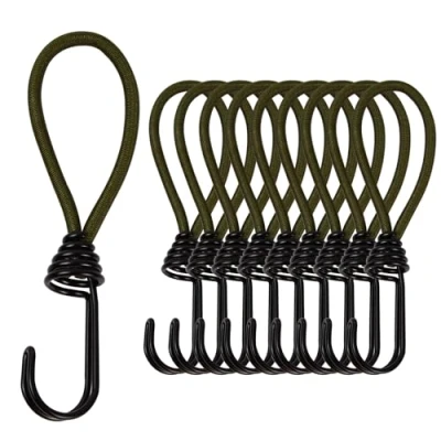 Imagen de 10Pcs Cuerdas Elásticas con Ganchos,Pulpos Tensores Elásticos,15cm de Goma, Ganchos Expansión,Tensores Lonas en Espiral para Carpas, Pabellones, Pancartas, Carteles (Verde)