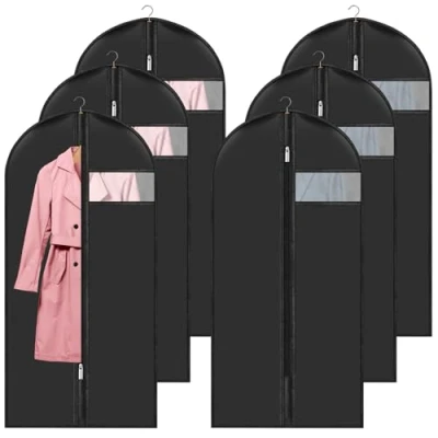 Imagen de Fundas de ropa 60 x 120 cm, juego 6, funda protectora para antipolvo, impermeable con cremallera, colgar almacenamiento camisa, trajes y abrigos Clothes