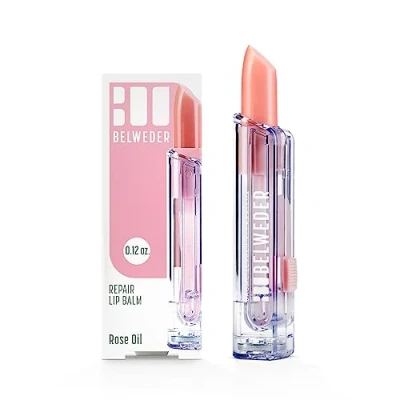 Imagen de BELWEDER Bálsamo Labiales Reparadores con Aceite Precioso de Rosa Damasco Anti Edad Hidratación Regeneradora Labios Transparente Perlado Fragancia Natural (1 Unit)