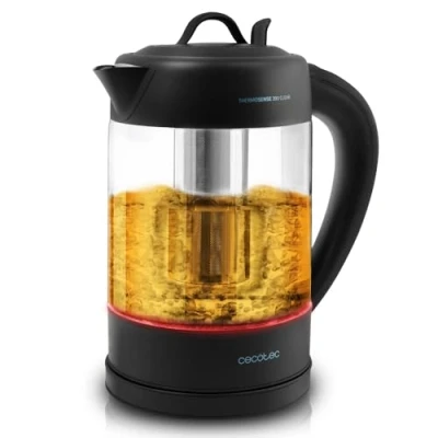 Imagen de Cecotec Hervidor de Agua Eléctrico ThermoSense 390 Clear. 1,7 litros , Libre BPA, 2200 W Potencia, Base 360º, Filtro Antical Desmontable, Doble Sistema Seguridad, Acero Inoxidable
