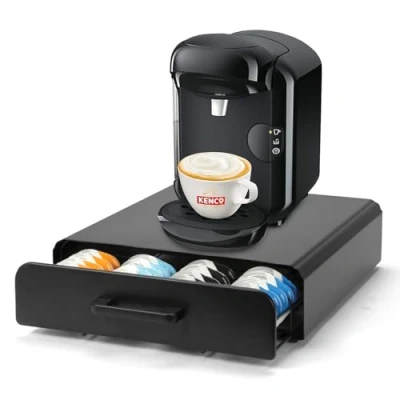 Imagen de SYSYLY Cajón para almacenar Cápsulas Tassimo,Dispensador capsulas,Soporte de Café Tassimo 64 piezas, Soporte Máquina Café, Organizador Cápsulas.