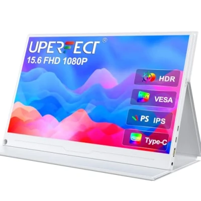 Imagen de UPERFECT Monitor Portátil 15,6 Pulgadas Pantalla Portatil 1920 x 1080 Full HD IPS Móvil con HDMI USB C para Laptop PC Smartphone PS4/5 Switch Funda Protectora, Compatible VESA, Blanco