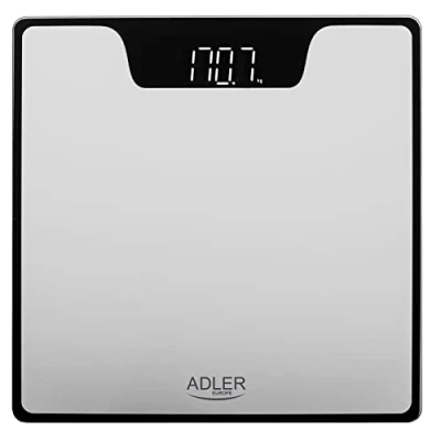 Imagen de Adler AD8174S Báscula de Baño Digital, Alta Precisión, Pantalla LED, hasta 180Kg, Diseño Moderno, Apagado Automático, Vidrio Templado Color Plata