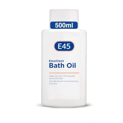 Imagen de E45 Aceite de baño Hidratante 500ml Emoliente para humectar e hidratar la piel Seca Ducha sin jabón Limpieza suave blanda Dermatológicamente probado