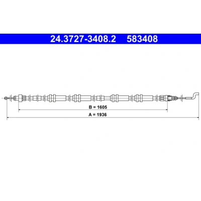 Imagen de ATE 24.3727 3408.2 Cable de Freno Mano 1936 VOLKSWAGEN: Transporter 5, Multivan 5 (7HM, Bus