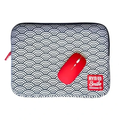 Imagen de Bundle Smile Funda De Neopreno Para Portátil 13 14&quot; Kimono Seigaiha + Ratón Inalámbrico