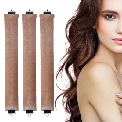 Imagen de Souvik Rulos Flexibles para Ondas y Rizos Sin Calor Definidos Rizador de Pelo Ideal Todo Tipo Cabello Uso Nocturno Daño Caqui