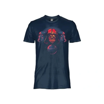 Imagen de Camiseta Star Wars Darth Vader y Stormtrooper. oficial de con impresión frontal., Negro , L