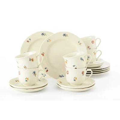 Imagen de Seltmann Weiden Servicio de café 18 Piezas Set para 6 Personas Serie Marieluise Marfil Incluye Cada Plato Desayuno, Taza café, platillo