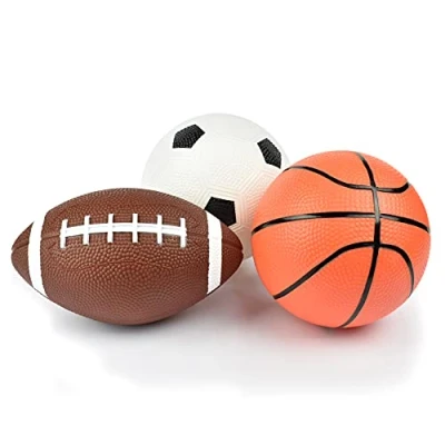 Imagen de Legami Juego de 3 Mini balones, balón, 12 x 3,7 cm, balón fútbol, fútbol Americano y una Pelota Baloncesto, Todos en Miniatura, plástico.