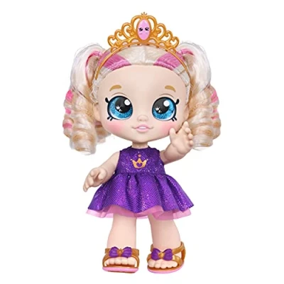 Imagen de Kindi Kids Tiara Sparkles Royal Candy Muñeca Infantil Oficial de 10 Pulgadas con Cabeza Bobble, Ojos Grandes Purpurina, Ropa Intercambiable y Zapatos extraíbles