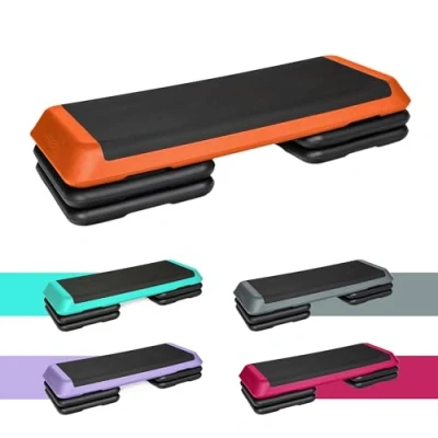 Imagen de TREXO Aerobic Step para Ejercicios Cardio Fitness Altura Ajustable 10 15 20 cm Superficie Grande 109 x 41 Materiales Duraderos de Alta Calidad Entrenamiento Hasta 250 kg NARANJA