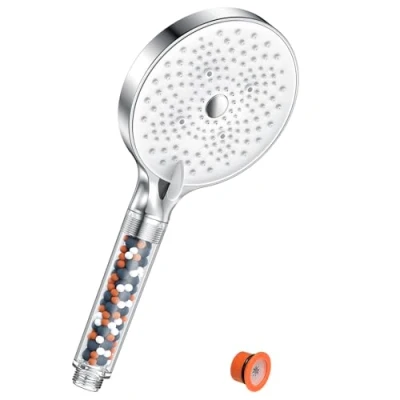 Imagen de YEAUPE PRO alcachofa de ducha con filtro para ahorro agua, mano 6 tipos chorro, cabezal grande (130 mm), función antical, alta presión,
