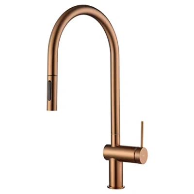 Imagen de IMEX Grifería de cocina monomando extraíble Grifo fregadero con sistema ahorro energético Mezclador agua fria/caliente BERNA Oro Rosa Cepillado GCE026/ORC