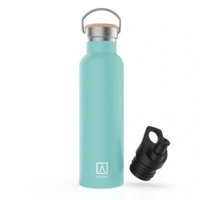 Imagen de NUMADA Botella Térmica Acero Inox 600ml Menta Estanca con Doble Pared al Vacío y Recubrimiento Cerámico. Mantiene Frío 24H Calor 12HBoca AnchaLibre BPAIncluye 2 Tapones (1 Sport)/Bolsa Transporte