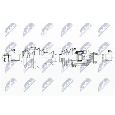 Imagen de NTY NPW PE 035 Árbol de transmisión Eje delantero, izquierda 945 92 CITROËN: C5 3, III Familiar