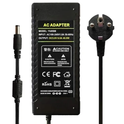 Imagen de Tesfish 5V 8A Adaptador de Corriente Transformador 40W Fuente alimentación 5.5 x 2.1/2.5mm para CCTV, Cámara, enrutador WLAN, luz Tira LED WS2811 / WS2812B