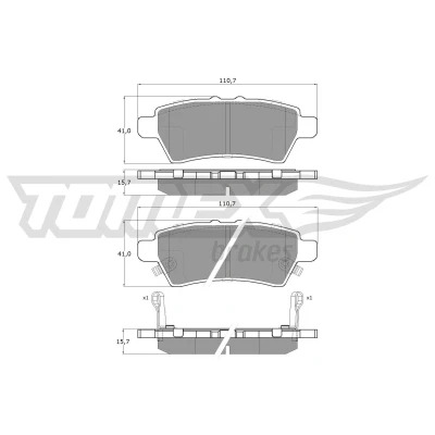 Imagen de TOMEX brakes TX 19 57 Juego de pastillas freno Eje trasero con avisador acústico desgaste NISSAN: Pathfinder 3, NP300 Navara Pick up