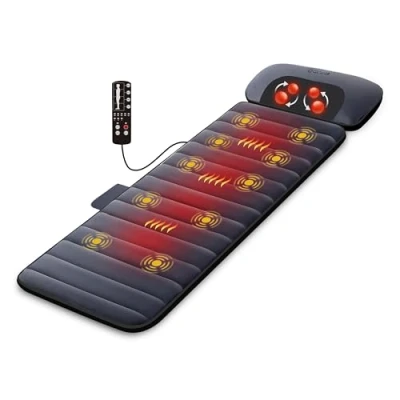 Imagen de Comfier Colchoneta de Masaje Cuerpo Completo con calefacción, Masajeador Espalda Almohada Shiatsu Desmontable para el Cuello, 10 Motores vibradores, 4 Almohadillas térmicas