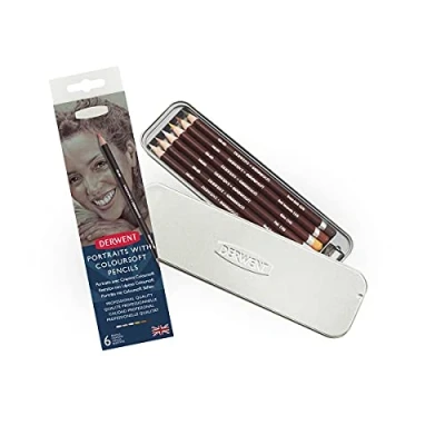 Imagen de Derwent Coloresoft Skintones Lápices de Colores para Dibujar y Escribir, Set 6 con Sacapuntas, Ideal Crear Colores, Calidad Profesional, 2300217