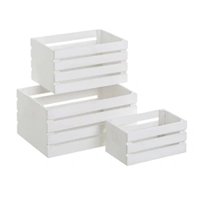 Imagen de LOLAhome Set de 3 Cajas organizadoras Madera Blancas