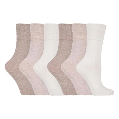 Imagen de IOMI 6 pares mujer sin elasticos diabeticos calcetines para la circulacion (37 42 eur, Cream LA4)