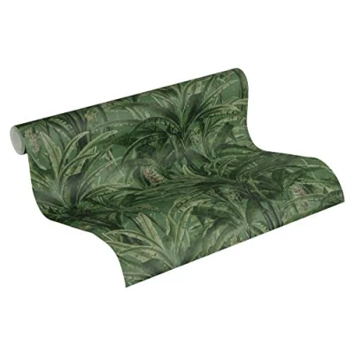 Imagen de Papel pintado Palmeras Greenery A.S. Création tejido no 10.05 m x 0.53 Verde Fabricado en Alemania 364802 36480 2