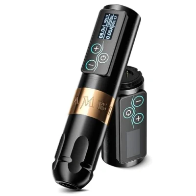 Imagen de Ambition Vibe Máquina de tatuaje Cartucho rotatorio Pluma batería con botones táctiles adicionales 2400 mAh Pantalla digital LED Motor inalámbrico sin escobillas para artistas profesionales