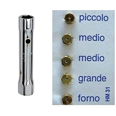 Imagen de Ricel Sud ** 5 boquillas para Gas metano paso 6 MB + llave de tubo N 6/7 cocinas Nardi Lofra Foster Rex Tecnogas Glem Franke Candy Hoover Ariston Indesit Smeg 2 medios